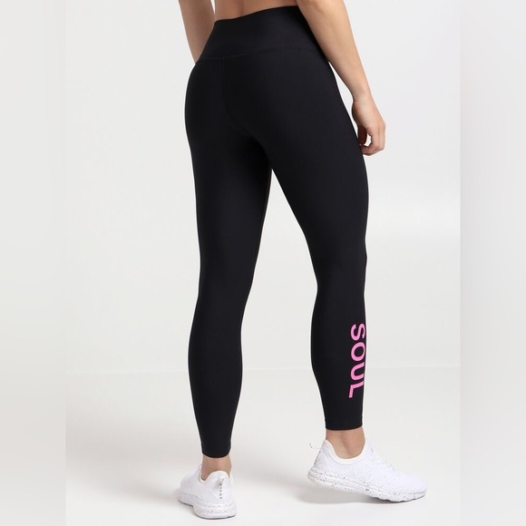 Soul by SoulCycle Cross Color Podium Leggings High Rise Waist Black Pink - Picture 12 of 12